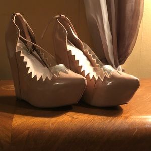 Jeffery Campbell Wedge Nude Clear strap shoe